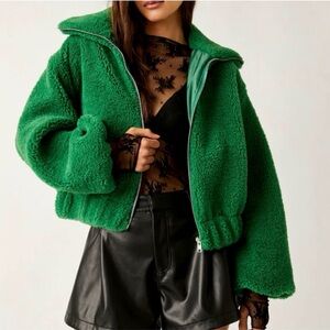 Free People Green Jacket with silk lining